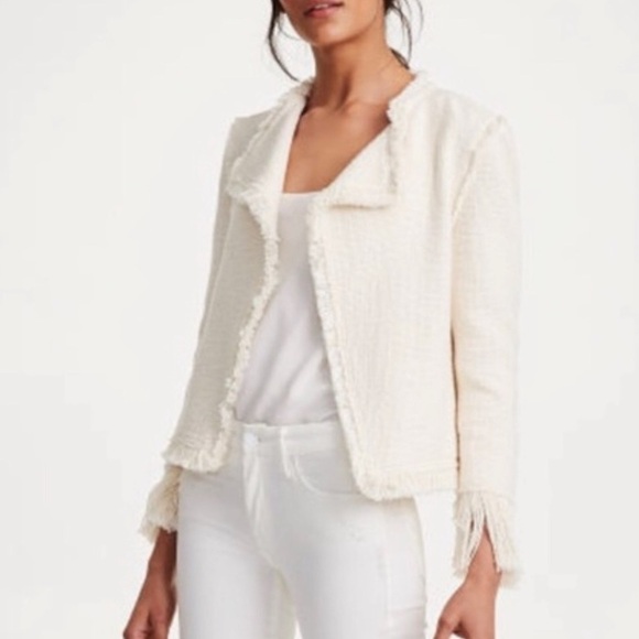 Club Monoco Fringe Tweed Cream Jacket - Picture 1 of 8